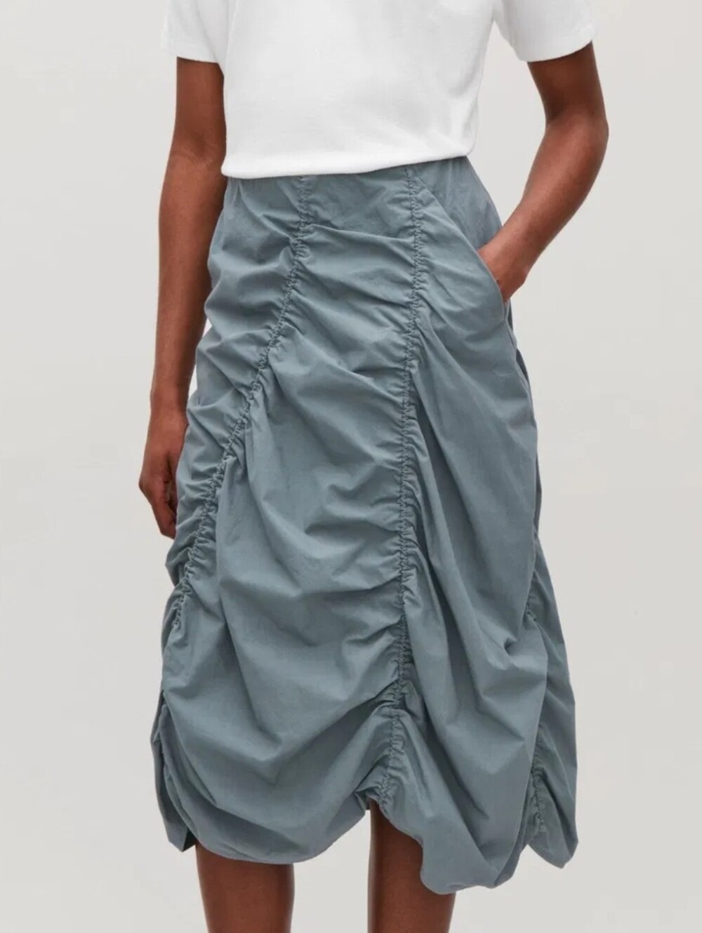 COS Voluminous Drawstring Gathered Midi Skirt Sz